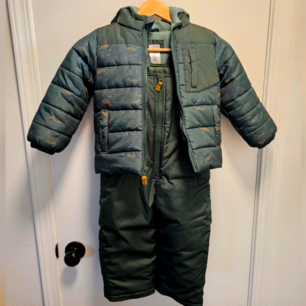 Carters Dino Snow Suit, 4T, Forest Green
